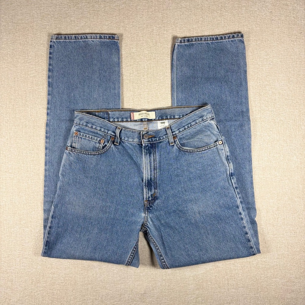 Levis 505 Jeans Mens 36x36 (34x35) Blue Denim Straight Leg 100% Cotton Y2K